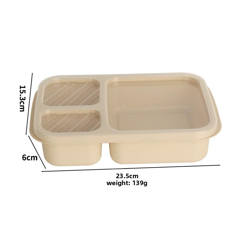 Wheat Straw Student Compartmentalized Lunch Box, Lunch Box for Cafeteria Fast Food, Outdoor Portable Microwaveable