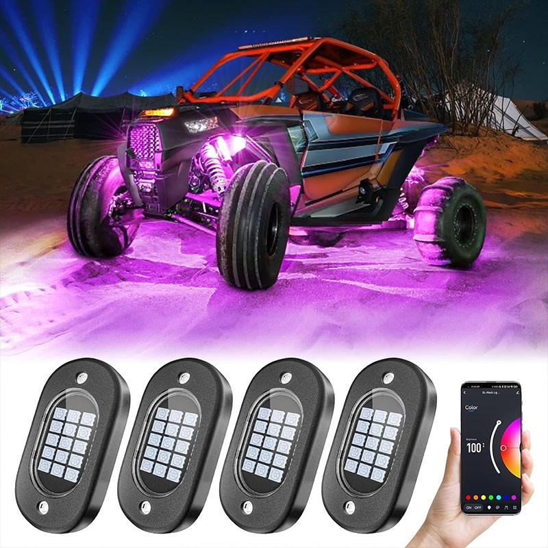 

Многоцветные рок-фары с подсветкой для грузовиков 4/6/8/10/12 Pods App Control 12V Off-Road Light Kit Jeep UTV SUV ATV RZR Trail Rig