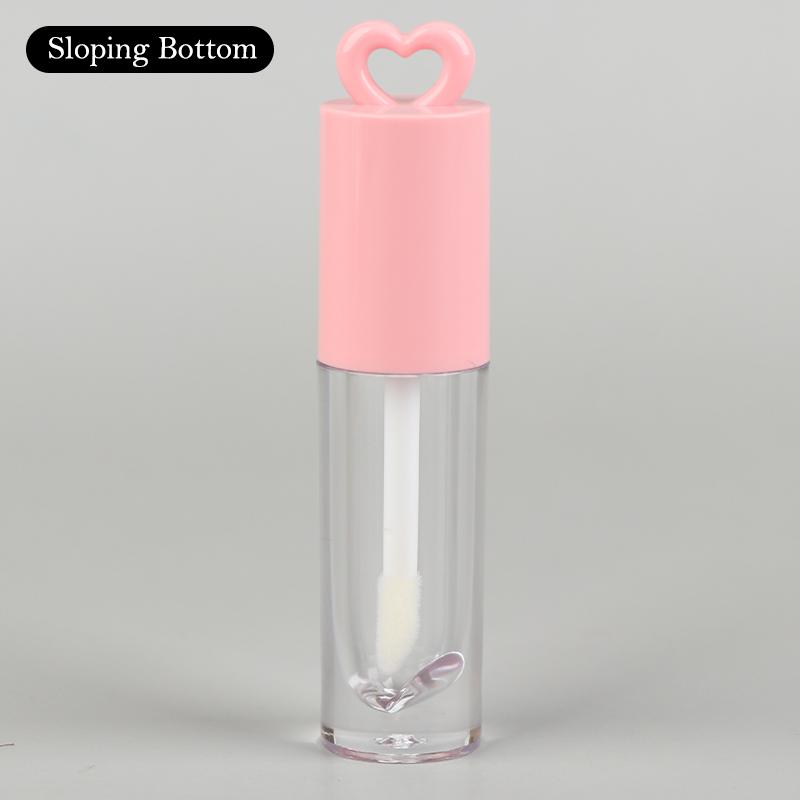 2.5ml Pink Heart-Shaped Lip Gloss Tube with Applicator Brush and Keychain – Empty Container for DIY Makeup