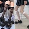 Night Teaching Room Rose Stockings Women'S Spring And Autumn Short Medium Tube White Lace Calf Socks Pure Desire White Silk Tide Socks