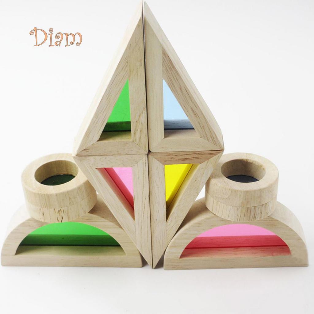 OBS Kids Preschool Montessori Colorful Wooden Building Blocks Toys Set Stacking Game
