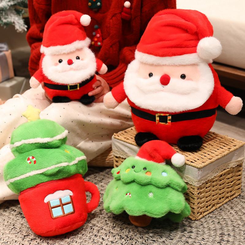 Creative Xmas Series Plush Doll Pillow Xmas Tree House Santa Plush Doll Gentle Holiday 1Gift great for daily use