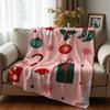 Pastel Pink Polka Dot Strawberry Cartoon Anime Print Flannel Blanket Soft Warm Throw for Kids Bedroom Sofa Christmas Office Car