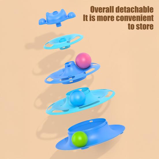 Turntable Tower Cat Toy 3-Tier Roller Track Toy with Spinning Balls Interactive Self Play Cat Teaser for Bored Indoor Adult Cats