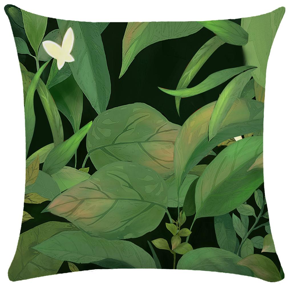 Green Plant Leaf Pillow Case Decorative Pillowcases Plush Cushion Cover 50X50 Nordic Leaves Throw Pillowslip Hotel Garden 45X45
