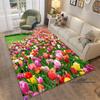Sunflower Tulip Field Rug for Living Room, Bedroom, Coffee Table, Modern Non-slip Home Decor Area Rugs Customizable
