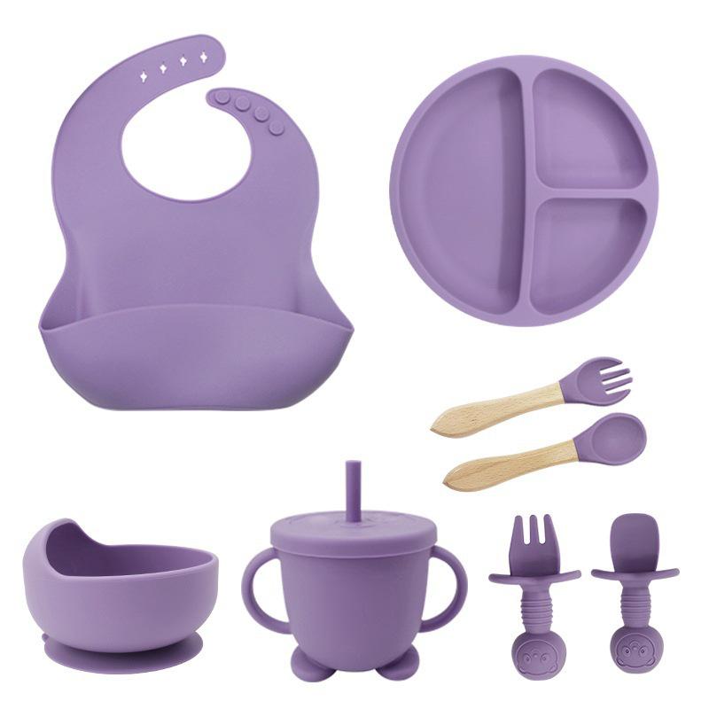Baby Tableware Set: 8-Piece Infant & Child Dining Essentials with Bowl.