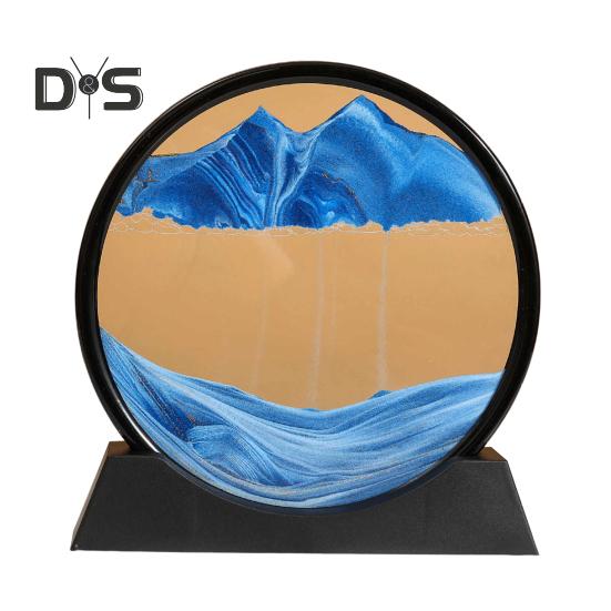 

Движущаяся песчаная художественная картина, жидкое движение, 3D, глубокий песчаный пейзаж, рамочная жидкая картина, зыбучий песок, украшение для домашнего и офисного стола S синий