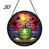 Decorative Hanging Ornaments for Windows Halloween Pumpkin Suncatcher, Stained Glass Style Round Window Ornament, Acrylic Decorations Full Moon