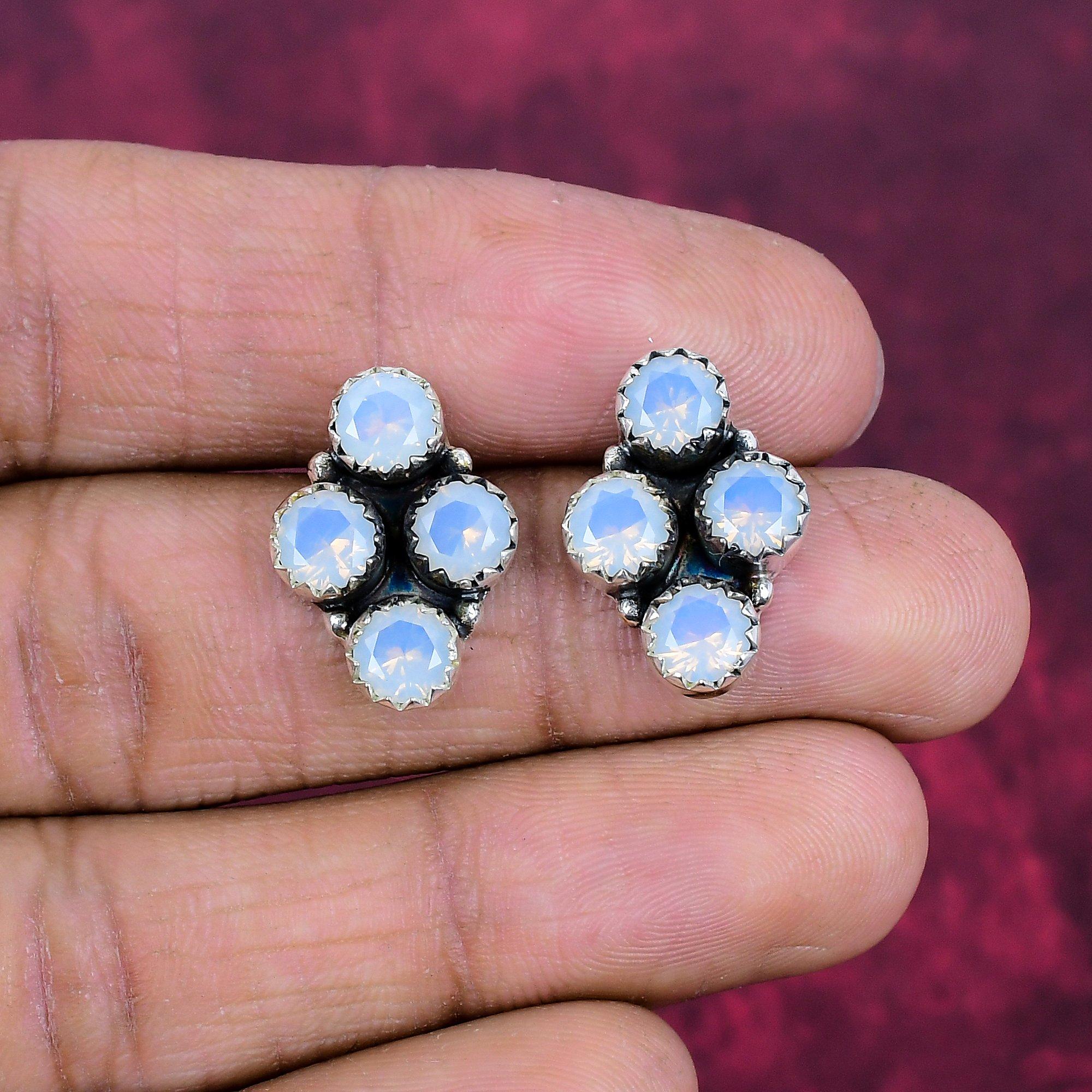 

Серьги из цельного серебра 925 пробы с молочным опалом, серьги с драгоценными камнями ручной работы, подарки жене, абсолютно новые серьги 0.78 Inches