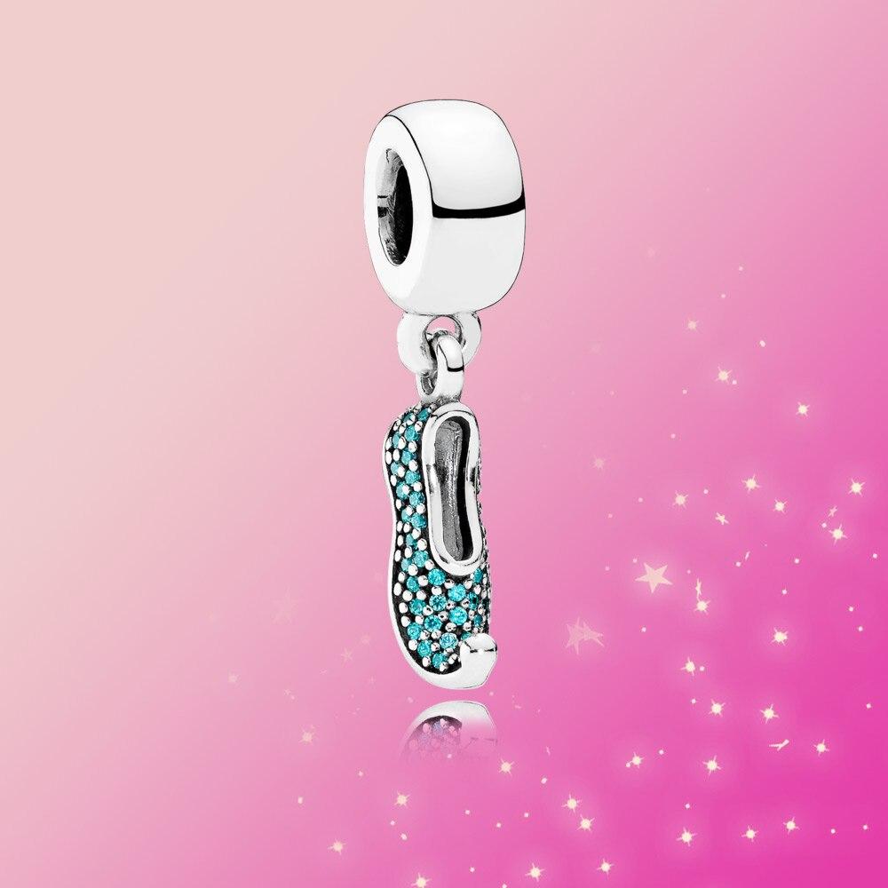 Real 925 Sterling Silver Charm Tinker Bell Princess Shoes Dangle Charm Fit Original Fashion for Women Jewelry Bracelet Gift