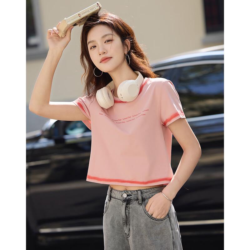 DEMANA Summer Dopamine Women's Spray-Dyed Letter Print T-Shirt