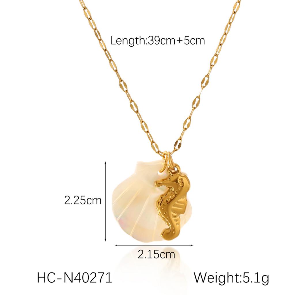 Ocean Seahorse Shell Pendant Necklace Minimalist Collarbone Chain Jewelry