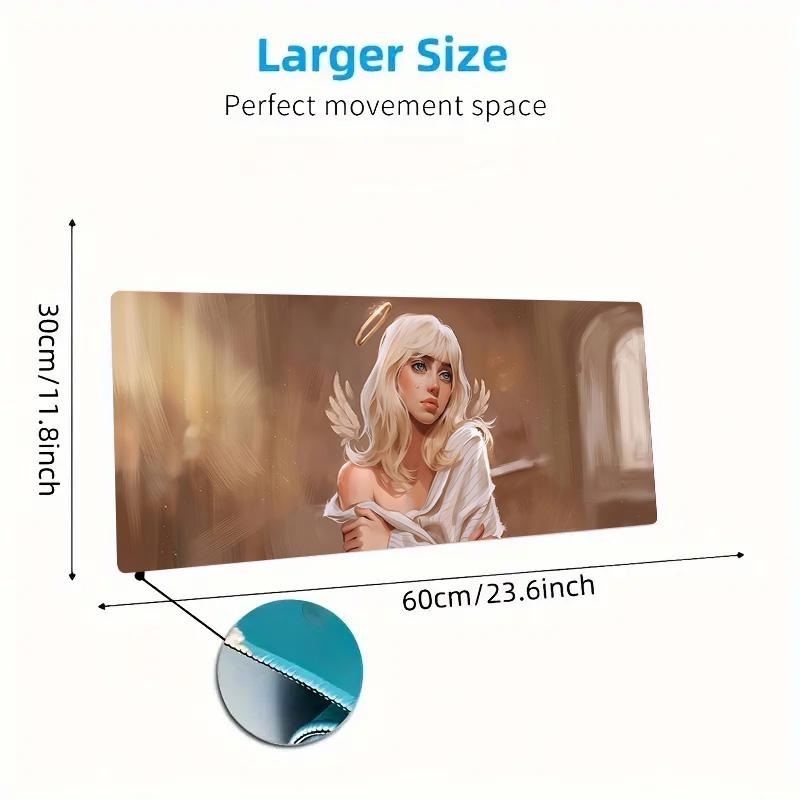Angel Wings Halo Lace Solid Color Mouse Pad Large Gaming Table Cushion Non-slip Laptop Tablet Big Mousepad XXL Mat Mini PC Playmat With Lock edge