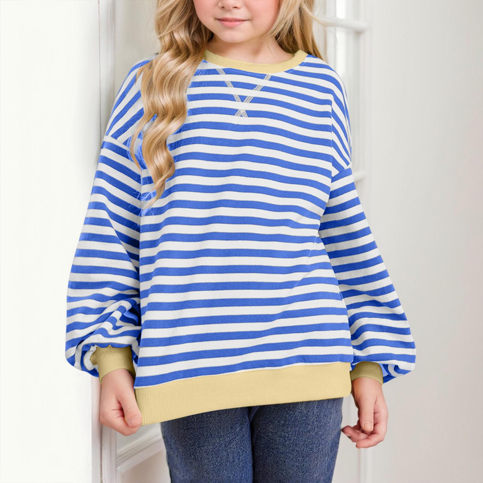 

Детская толстовка с длинными рукавами, полосатый топ с цветными блоками, круглый вырез, повседневная, удобная, свободная, легкая толстовка 120