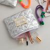 New Silver Color Coin Purse Cotton Hanging Rope Small Item Bag Heart Shape Cosmetic Bag