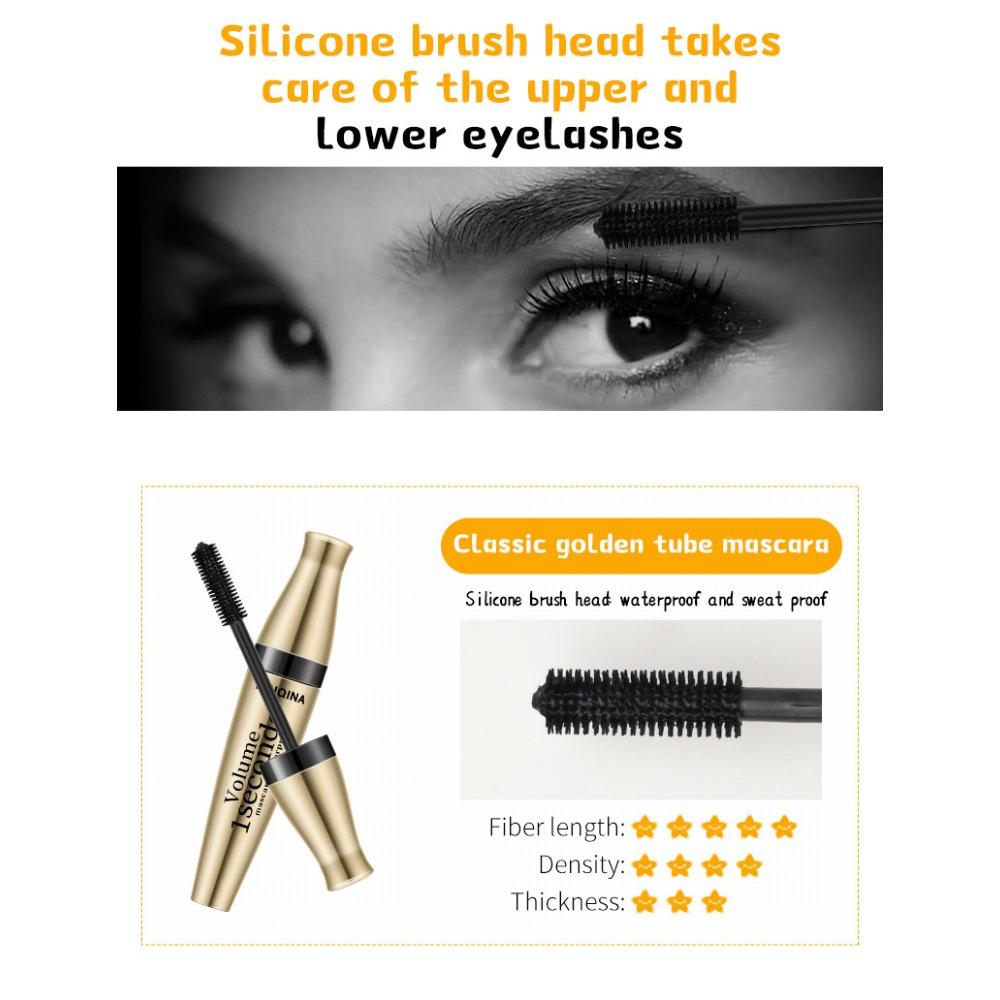 YANQINA Golden Tube Mascara Waterproof, Long and Smudge-Free Three-in-One 3D Mascara with Silicone Head