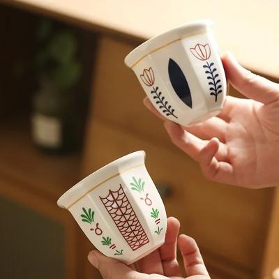 1 Stück Nahöstliche Teetasse Latte Art, Handgehaltene Espressotasse, 180ml Cappuccino Keramik Kerze