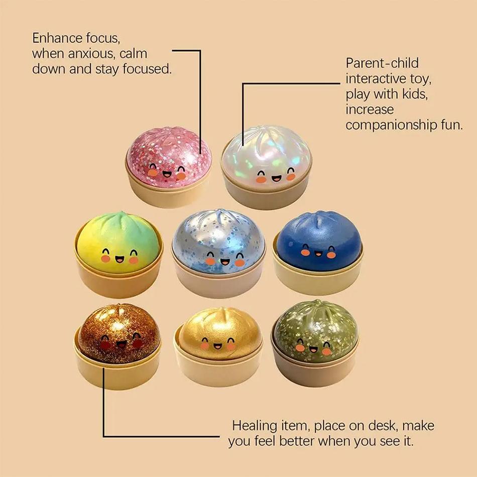 High Quality Realistic Giant Dumpling Squeeze Toy With Bamboo Steamer Soft Tpr Decompression Fidget Toy Funny Creative Gift