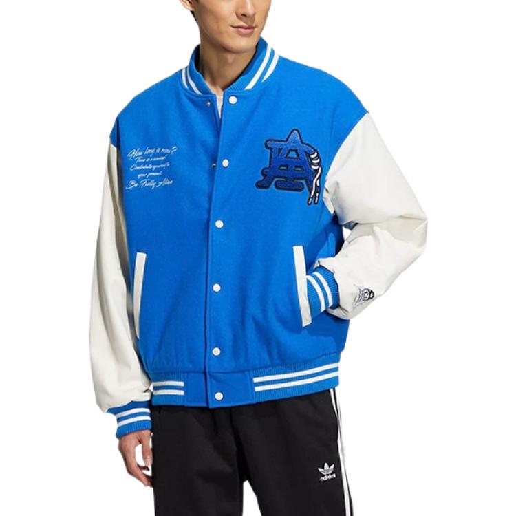 adidas Originals Trefoil Letter Logo Print Casual Sports Jacket Men Jackets Blue IA3900