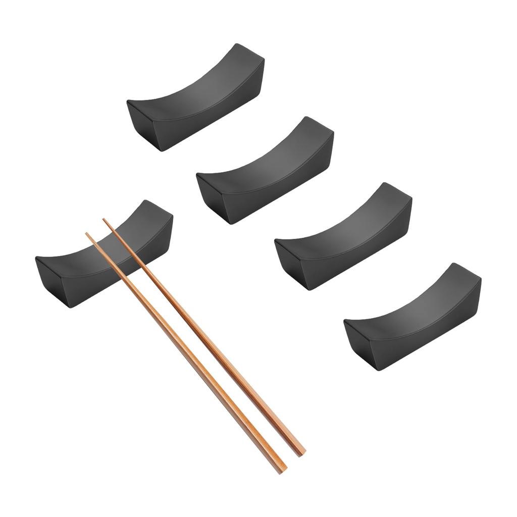 happykau Chopstick Set of Stylish Stainless Steel Cutlery Japanese Simple Tabletop Rest Rests, 5, Rest, Tableware, (Black) [Used]