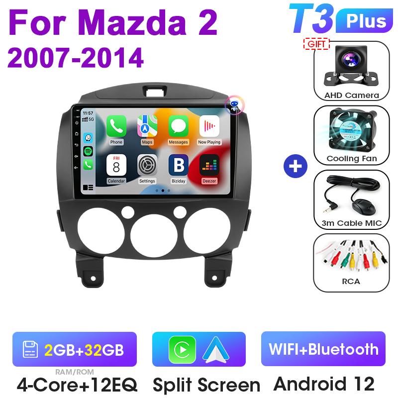 2 Din Car Radio For  MAZDA 2 Mazda2 2007-2014 Android 12 Multimedia Video Player Navigation GPS 4G Carplay Auto Stereo Head Unit