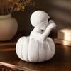 Personalisiertes Geschenk für Erwachsene 3D-gedruckte Kürbisjunge Figur, Ungemalte weiße DIY-Statue, Moderne minimalistische Raumdekoration Halloween Mumien-Skulptur,