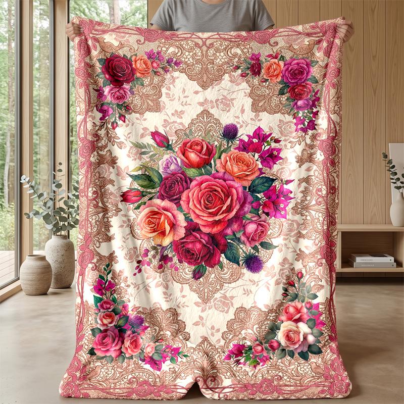 Elegant Floral Butterflies Theme blanket Lightweight Warm Flannel Blanket Decorative Throw Blanket for Home Decoration