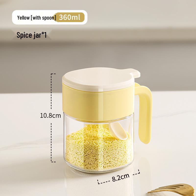 

Влагозащищенный набор стеклянных баночек для специй с ложкой для кухни жёлтый