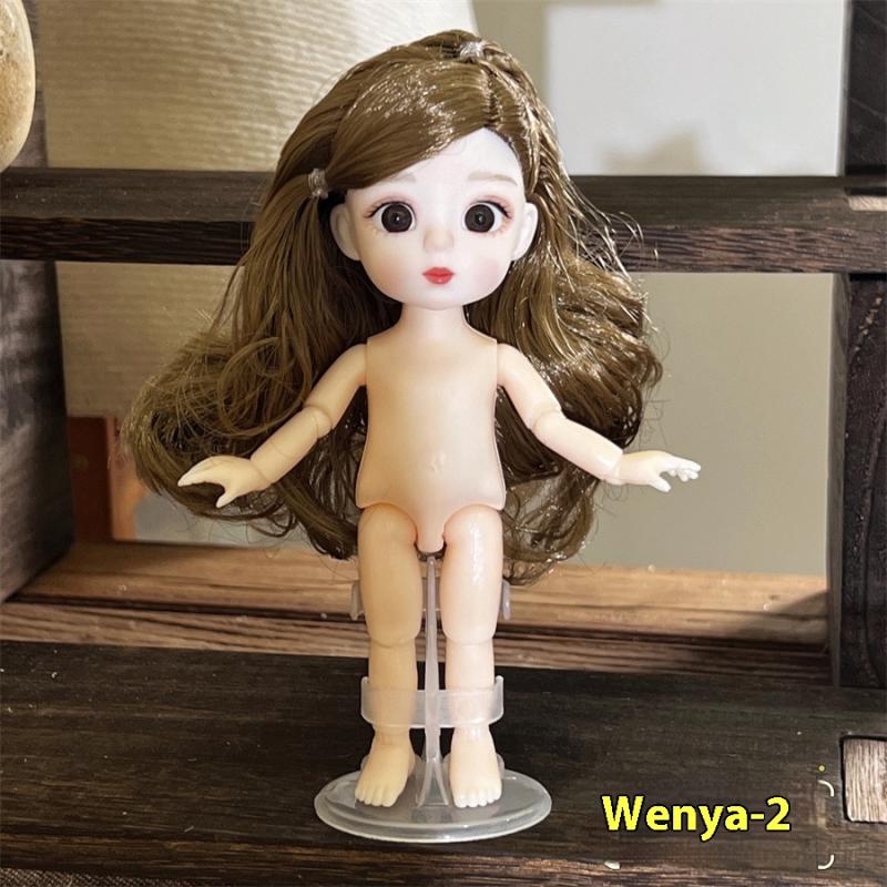 1 Set Cute 1/8 Doll 3D Real Eye 13 Joint Movable Cute 16-17Cm Doll With Different Expressions Girl Toy