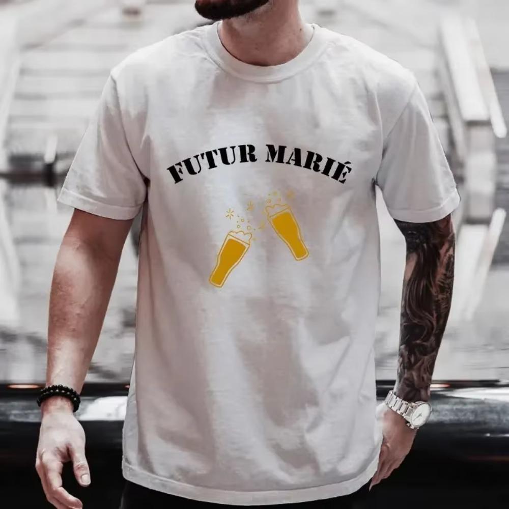 2024 Fashion EVG Team Future Groom Squad T-shirt Beer Graphic Tops French Single Farewell Tees Bachelor Wedding Party Tshirt