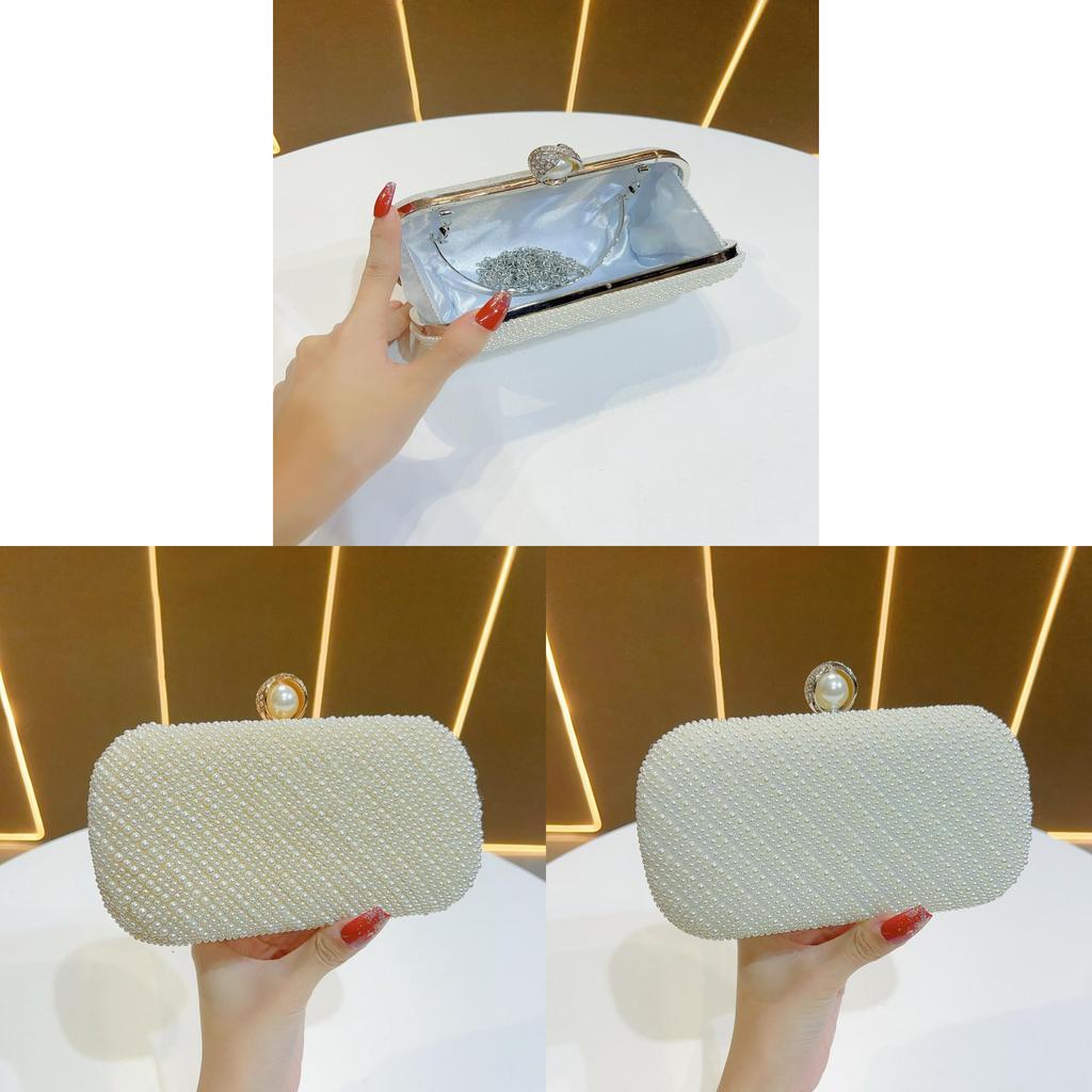 Pearl Evening Clutch Bag With Beaded Embellishments For Formal Events
