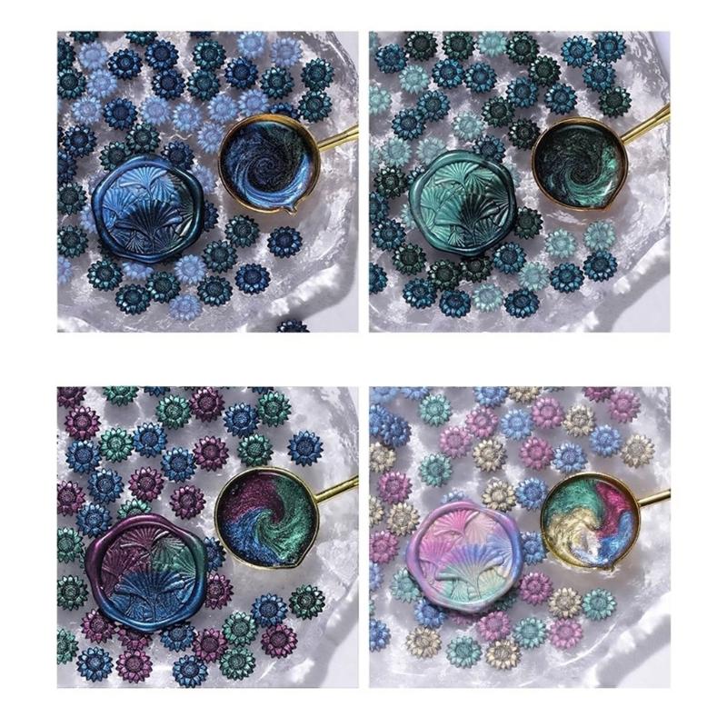 100Pcs Gilter Sealing Wax Beads for Wax Seal Stamp, Flower Wax Seal Beads for Gift Wrapping, Invitation Envelope Decor