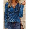 Women's Creative Printed Zipper Long-sleeved T-shirt, Breathable, Soft and Comfortable, Suitable for All-year-round Casual Wear