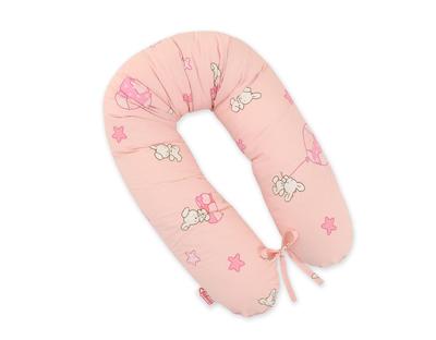 Cotton Pillowcase for Longer Pregnancy Pillow - Teddy Bear with Balloon Pink