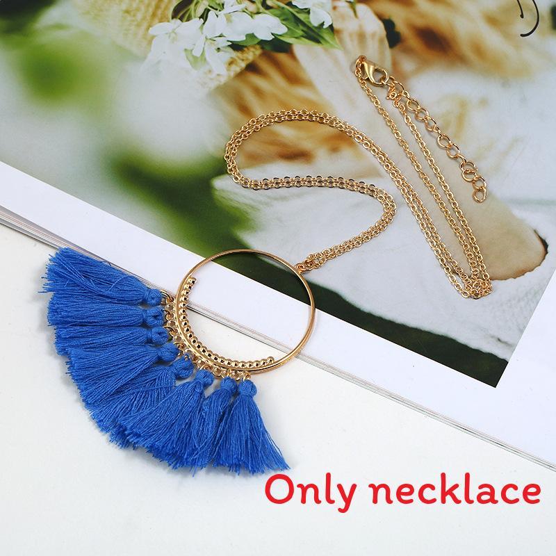 

Tassel Stylish Pendant Necklace With Electroplate Finish For Outfits Summer DarkBlue