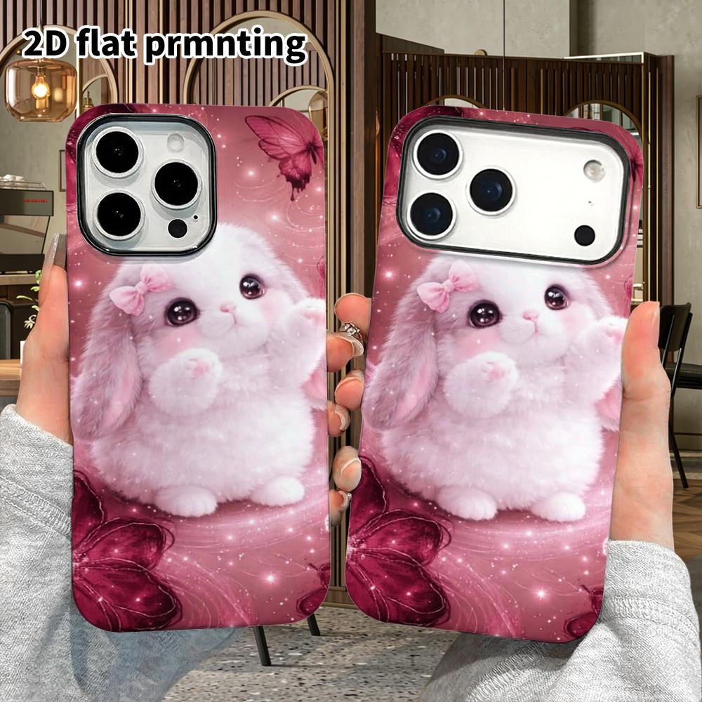 Phone Case: 2D Flat Design Suitable for iPhone 18, 17, 16, 15, 14, 13 Pro Film Protective Case, Couple Style, Lop-eared Bunny, Christmas and Halloween