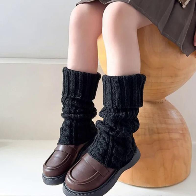 Children Lovely Lolita Autumn/Winter Cable-knit Leg Warmers Girls Korean Style JK Solid Color Cuffed Loose Thermal Stacked Socks