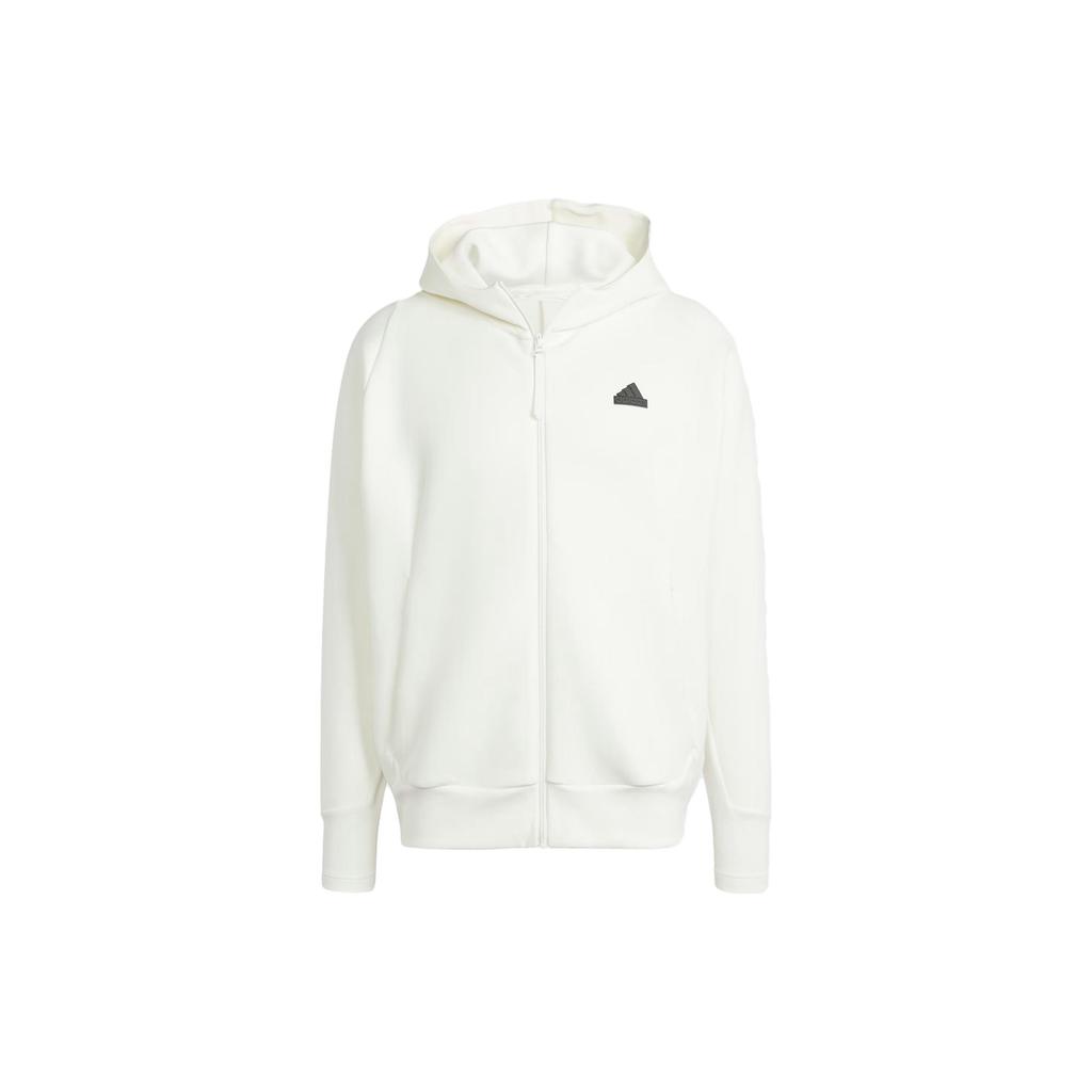 Adidas Premium Full-Zip Hooded Track Top With Solid Color Logo Men Tops Off-White IR5208