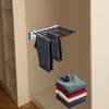 9-Rod Slide-Out Pants Rack – Heavy Duty Wardrobe Organizer with Anti-Slip Flocking – Black/Silver