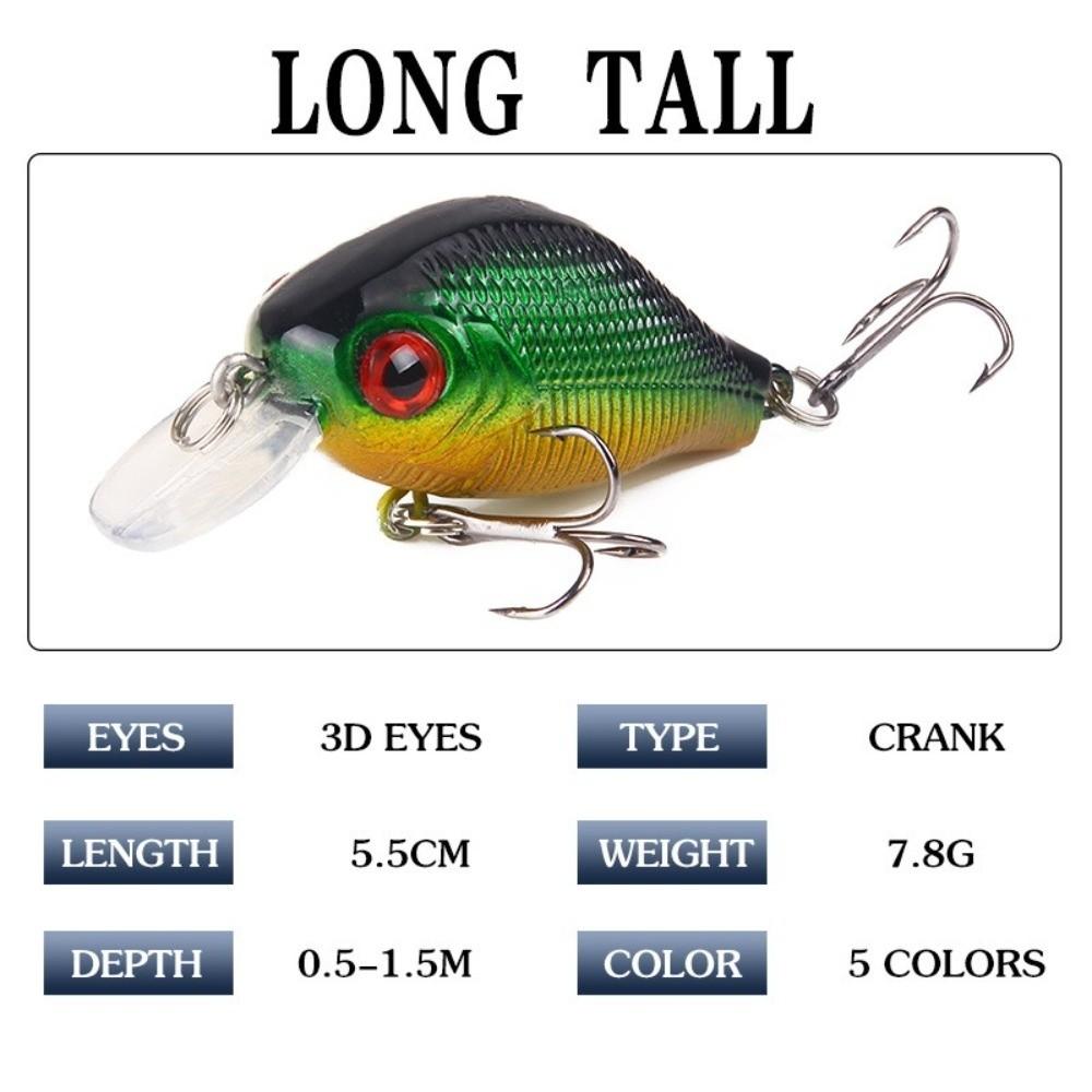 5 Pcs/Set 3D Eyes Floating Crankbait Lure Artificial Fishing Bait for Freshwater Saltwater Fishing