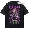 Unisex Washed Black Vintage Tshirt Demon Slayer Mitsuri Kanroji Highquality Fabric for Home Leisure Travel Shopping