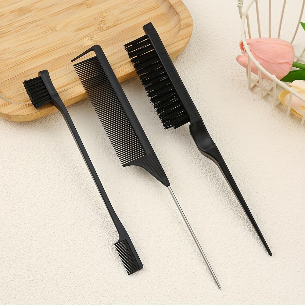 [3pcs Multi-Purpose Hair Styling Comb] 3pcs Hair Styling Comb Set - Nylon Bristle Brushes, Normal Hair, Fine-tooth Combs with ABS Plastic Handles
