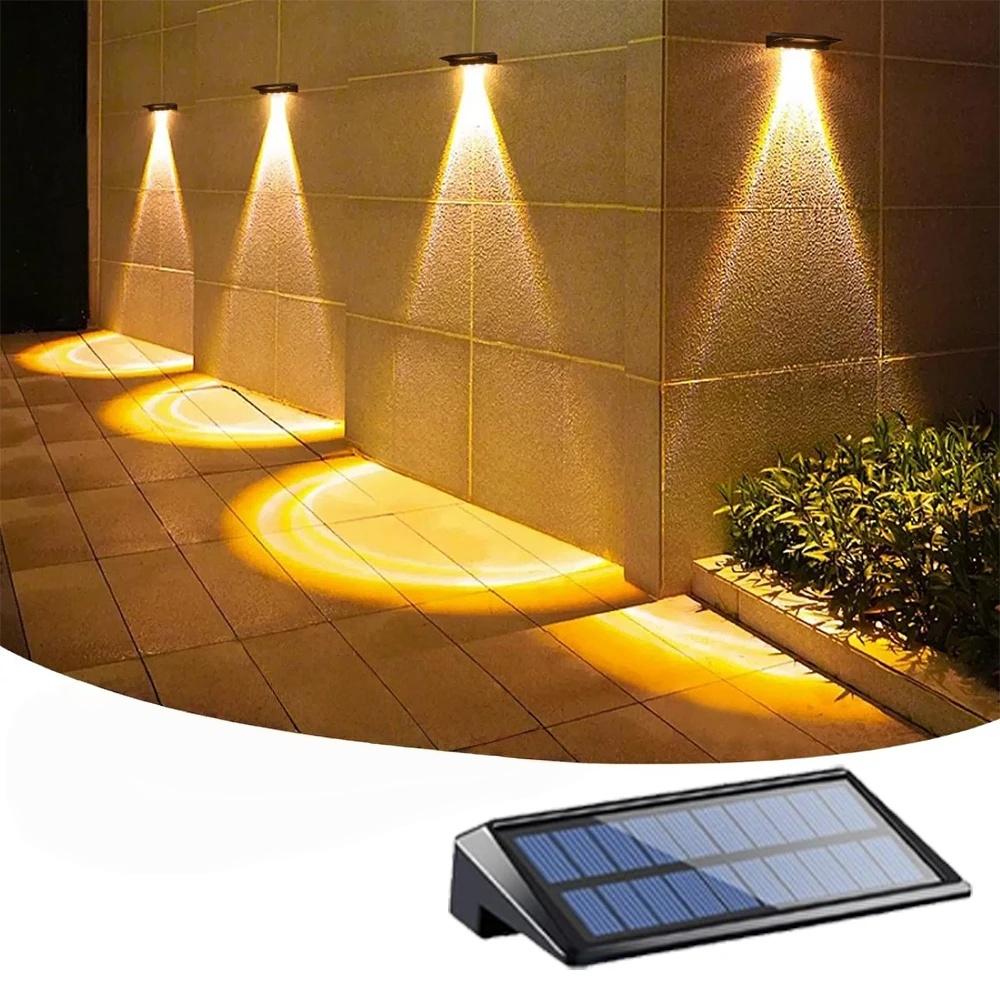 2/1 pcs Solar Wall Lights 4 LED Solar Fence Lights Outdoor Waterproof Solar Deck Lights Wall Lights for Fence Post Yard Pathway