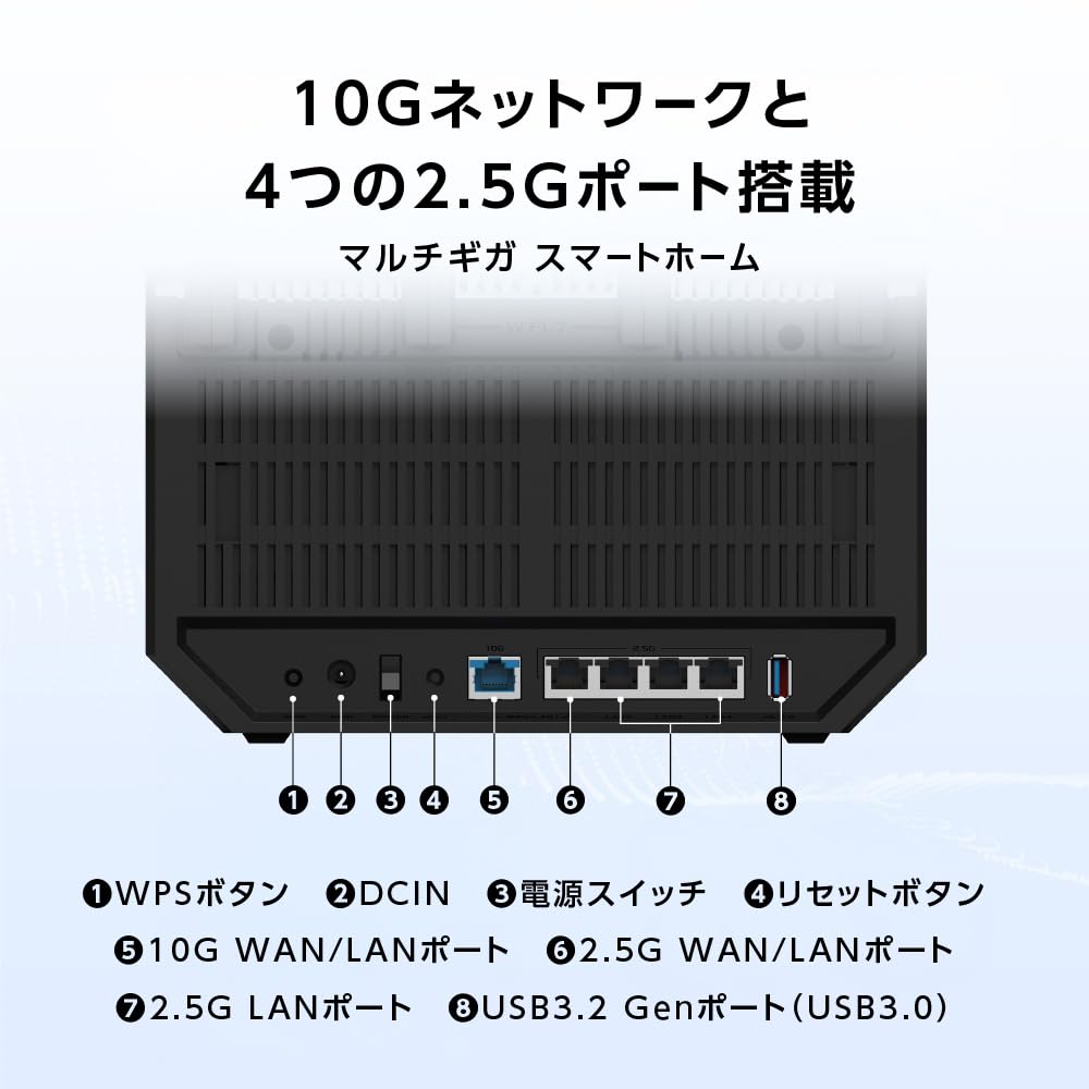 ASUS WiFi Wireless Router Latest Standard WiFi7 v6 Virtual Compatible Mounting Compatible Network Security Function Mesh System Function 3 Year