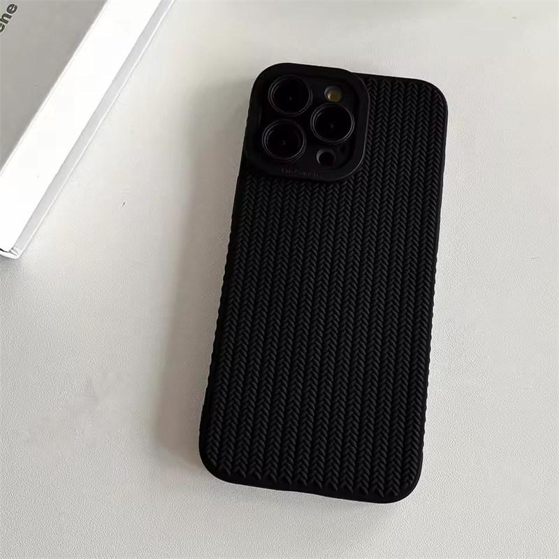 Fine Hole Woven Pattern Silicon Phone Case for iPhone 16 15 14 13 12 11 Pro Max X XR XS Max Full Camera Shockproof Soft Bumper Cover
