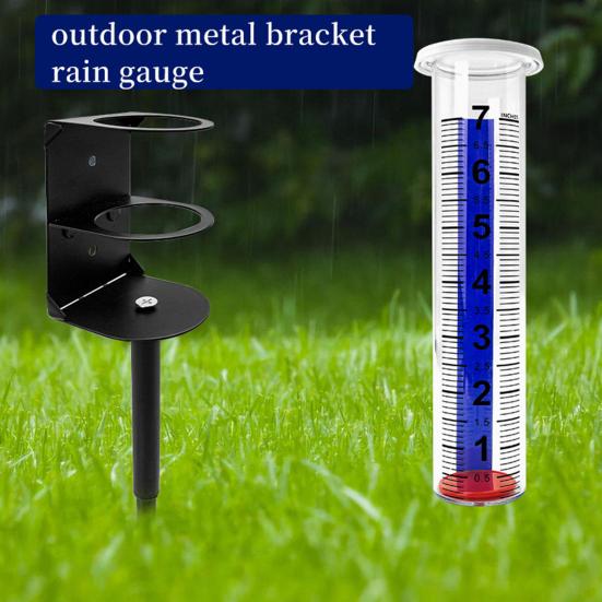 Outdoor Rain Gauge with Metal Stake Large Capacity Garden Lawn Yard Fence Patio Farm Water Rain Meter Tube with Mounting Rack