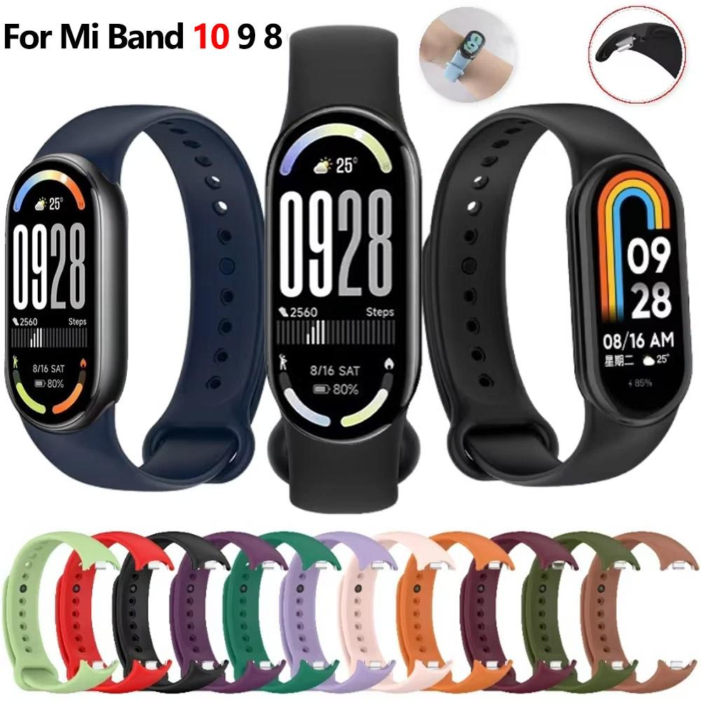 Colour Silicone Strap for Xiaomi Mi Band 10/9 Soft Sport Replaceable Wristband for Xiaomi Mi Band 8/9/10 Original Official Strap