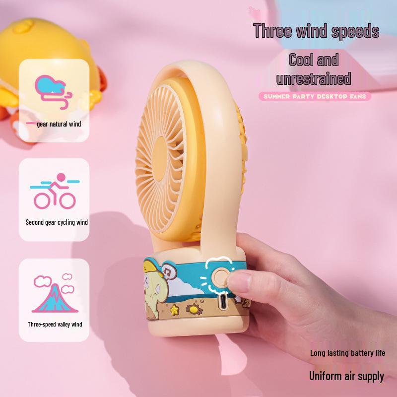 USB Rechargeable Cute Cartoon Desktop Fan: Quiet, Powerful Wind for Dorms, Offices & More