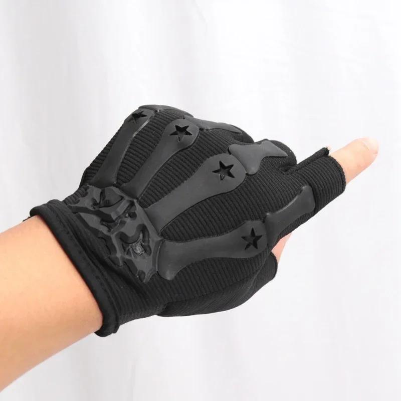 Men Cycling Gloves Outdoor Sports Fingerless Motorcycle Gloves High Elastic Non-slip Bike Glove Black Riding Work Mitten Guantes
